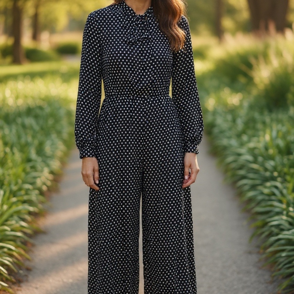Michael Kors Black and White Patterned Jumpsuit